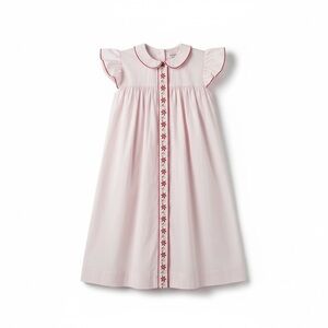 Noma Girl's Pink Embroidered Dress Size 8 Short Flutter Sleeves